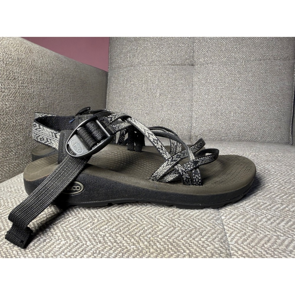 Chaco Z Cloud 2 Sandals Womens 8 Black Gray Strappy Toe Loop Hiking Water Shoes